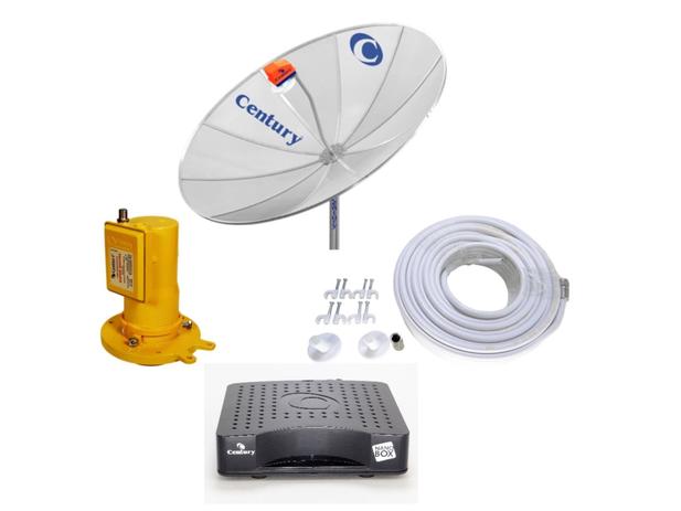Kit Parabólica Century 1,70, Monoponto, Receptor Century Nanobox, e kit de Cabo com Conectores Menor preço em Kit Parabólica Century 1,70, Monoponto, Receptor Century Nanobox, e kit de Cabo com Conectores