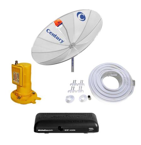 Kit Parabólica Digital Century 1,90, Monoponto, Receptor Digital HD Century Mídia Box B3 e Kit de Cabo com Conectores Menor preço em Kit Parabólica Digital Century 1,90, Monoponto, Receptor Digital HD Century Mídia Box B3 e Kit de Cabo com Conectores
