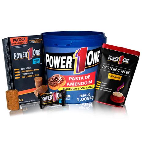 Kit Pasta de Amendoim Choc/Avelã + Café Proteico + Caixa Paçoca - Power One Menor preço em Kit Pasta de Amendoim Choc/Avelã + Café Proteico + Caixa Paçoca - Power One