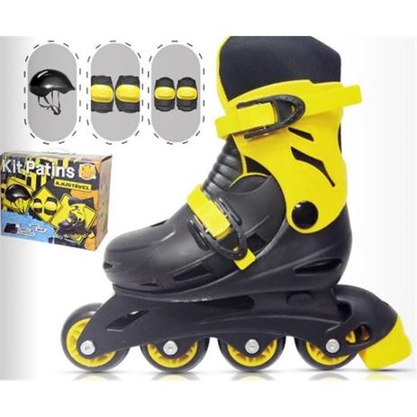 Kit patins roller infantil adulto ajustavel com kit proteção completo medio 33-36 - Gimp é boa?