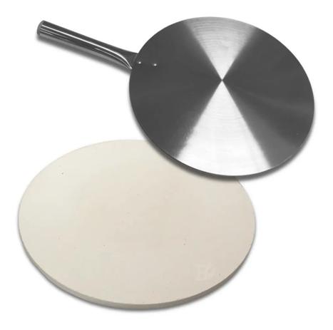 Kit Pedra Refratária Redonda Assar Pizza 35cm E Pá De Alumínio - Nacional Menor preço em Kit Pedra Refratária Redonda Assar Pizza 35cm E Pá De Alumínio - Nacional