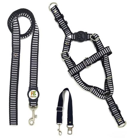 Kit Peitoral, Guia E Cinto Para Cachorros-Pequeno-Preto - Petzoo Menor preço em Kit Peitoral, Guia E Cinto Para Cachorros-Pequeno-Preto - Petzoo