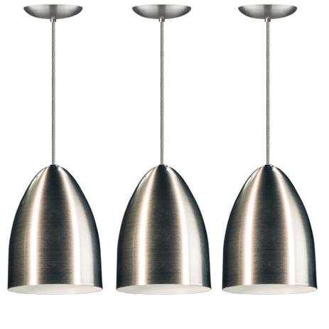 Kit pendente cone de aluminio escovado com soquete - As Luminarias Menor preço em Kit pendente cone de aluminio escovado com soquete - As Luminarias