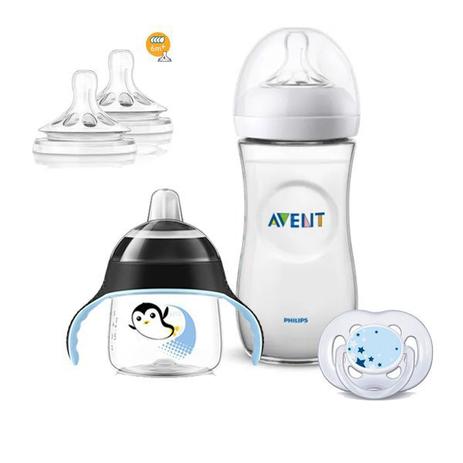 Kit Pétala 330ml, Copo Pinguim, Chupeta Noturna e Bicos - Philips Avent Menor preço em Kit Pétala 330ml, Copo Pinguim, Chupeta Noturna e Bicos - Philips Avent