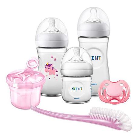 Kit Pétala 6 Peças Mamadeiras, Dosador, Escova e Chupeta Rosa - Philips Avent Menor preço em Kit Pétala 6 Peças Mamadeiras, Dosador, Escova e Chupeta Rosa - Philips Avent
