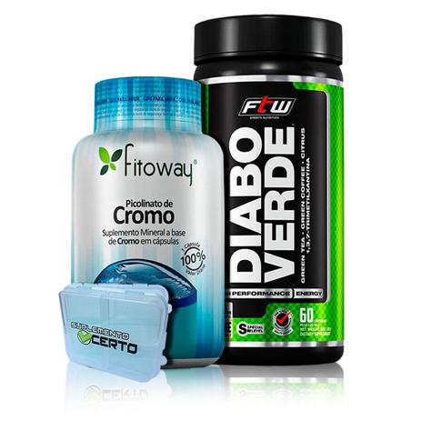 Kit Picolinato de Cromo 60 Caps + Diabo Verde 60 Caps + Porta Caps - Fitoway Menor preço em Kit Picolinato de Cromo 60 Caps + Diabo Verde 60 Caps + Porta Caps - Fitoway