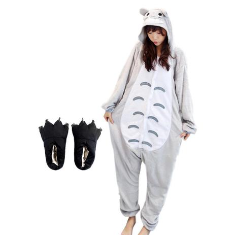 Kit Pijama Importado Totoro Com Pantufa Kigurumi Peludinho - Amo Kigurumi -  Pijama Feminino - Magazine Luiza
