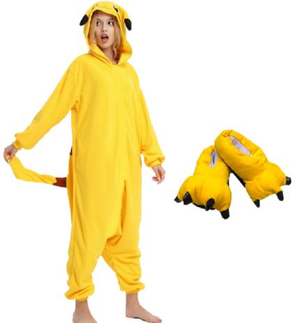 Kit Pijama Pikachu e Pantufa Amarela Fantasia Kigurumi Macacão com Capuz -  Amo kigurumi - No Magalu - Magazine Luiza