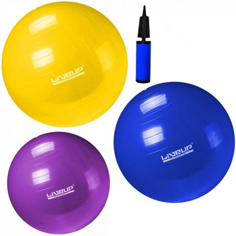 Kit Pilates com 3 Bolas Suicas Nos Tamanhos 55 Cm + 65 Cm + 75 Cm Liveup Menor preço em Kit Pilates com 3 Bolas Suicas Nos Tamanhos 55 Cm + 65 Cm + 75 Cm Liveup