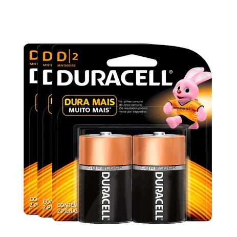 Kit Pilhas Alcalina Grande D com 6 Unidades Duracell Menor preço em Kit Pilhas Alcalina Grande D com 6 Unidades Duracell