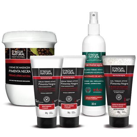 Kit Pimenta Negra + Gel Termo + 2 Serum + Fluído 380ml - D'Agua Natural Menor preço em Kit Pimenta Negra + Gel Termo + 2 Serum + Fluído 380ml - D'Agua Natural