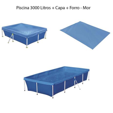 Kit Piscina 3000 Litros + Capa + Forro - Mor Menor preço em Kit Piscina 3000 Litros + Capa + Forro - Mor