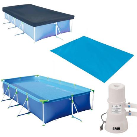 Kit Piscina 5000 L Premium com Capa + Forro + Bomba Filtro 220v 3.600 L/H Mor Menor preço em Kit Piscina 5000 L Premium com Capa + Forro + Bomba Filtro 220v 3.600 L/H Mor