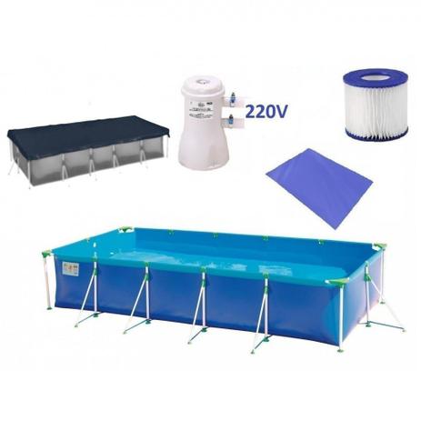 Kit Piscina 7600 L Premium + Capa + Forro + Filtro 220v 2.200 L/H Mor Menor preço em Kit Piscina 7600 L Premium + Capa + Forro + Filtro 220v 2.200 L/H Mor