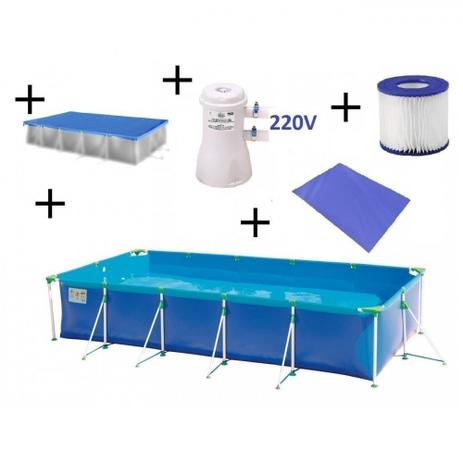Kit Piscina 7600 L Premium + Capa + Forro + Filtro 220v 3.600 L/H Mor Menor preço em Kit Piscina 7600 L Premium + Capa + Forro + Filtro 220v 3.600 L/H Mor
