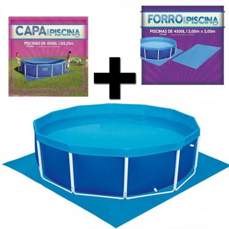 Kit Piscina Circular Estrutural 4500 L + Capa + Forro Mor Menor preço em Kit Piscina Circular Estrutural 4500 L + Capa + Forro Mor