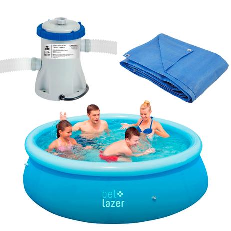 Kit Piscina Inflável - 2300L- 100800+ Lona 4m-68000+ Bomba de Filtragem- Belfix Menor preço em Kit Piscina Inflável - 2300L- 100800+ Lona 4m-68000+ Bomba de Filtragem- Belfix