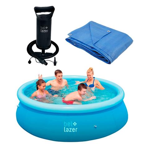 Kit Piscina Inflável- 2300L-100800+ Lona-68000+Bomba Manual 120200-Belfix Menor preço em Kit Piscina Inflável- 2300L-100800+ Lona-68000+Bomba Manual 120200-Belfix