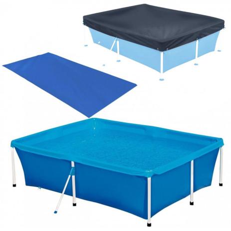 Kit Piscina Retangular 2000 Litros + Capa e Forro Mor Menor preço em Kit Piscina Retangular 2000 Litros + Capa e Forro Mor