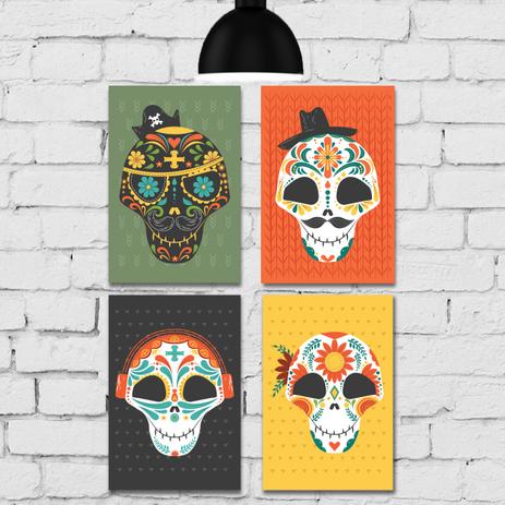 Kit Placa Decorativa MDF Caveiras Mexicanas 4un 30x40 - Quartinhos Menor preço em Kit Placa Decorativa MDF Caveiras Mexicanas 4un 30x40 - Quartinhos