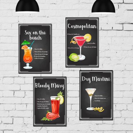 Kit Placa Decorativa MDF Receitas Drinks com Vodka 4un 30x40 - Quartinhos Menor preço em Kit Placa Decorativa MDF Receitas Drinks com Vodka 4un 30x40 - Quartinhos