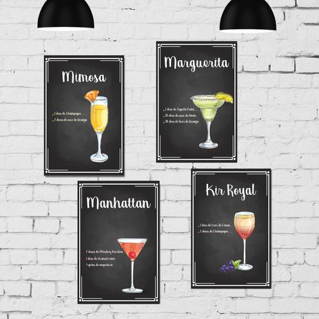 Kit Placa Decorativa MDF Receitas Drinks Taças 4un 30x40 - Quartinhos é boa?