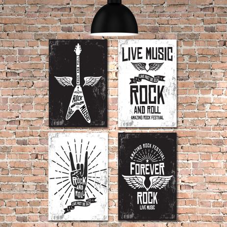 Kit Placa Decorativa MDF Rock e Musica 4 unidades - Quartinhos Menor preço em Kit Placa Decorativa MDF Rock e Musica 4 unidades - Quartinhos