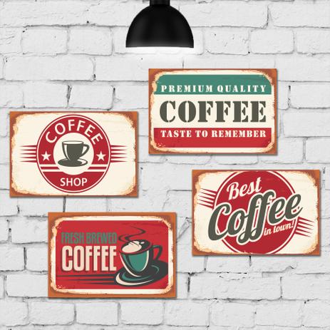 Kit Placa Decorativa MDF Vintage Café 30x40 - Quartinhos Menor preço em Kit Placa Decorativa MDF Vintage Café 30x40 - Quartinhos