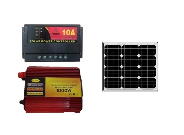 Kit Placa Painel 30w Solar Controlador Inversor 1000w 220v - Kk Menor preço em Kit Placa Painel 30w Solar Controlador Inversor 1000w 220v - Kk