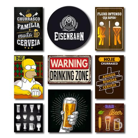 Kit Placas Decorativas Bebidas Mdf - 9 Placas - Art print Menor preço em Kit Placas Decorativas Bebidas Mdf - 9 Placas - Art print