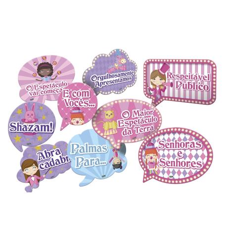 Kit Placas Decorativas Circo Rosa 09 unidades Festcolor - Festabox Menor preço em Kit Placas Decorativas Circo Rosa 09 unidades Festcolor - Festabox
