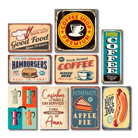 Kit Placas Decorativas Cozinha Frases Café Mdf -9 Placas - Art print Menor preço em Kit Placas Decorativas Cozinha Frases Café Mdf -9 Placas - Art print