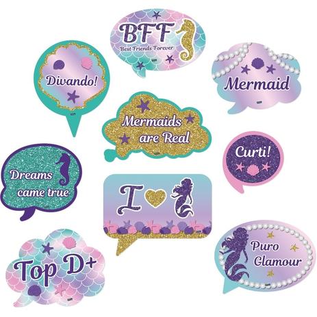 Kit Placas Decorativas Sereia 09 unidades Festcolor - Festabox Menor preço em Kit Placas Decorativas Sereia 09 unidades Festcolor - Festabox