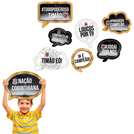Kit Plaquinhas Decorativas Corinthians 09 unidades Festcolor - Festabox Menor preço em Kit Plaquinhas Decorativas Corinthians 09 unidades Festcolor - Festabox