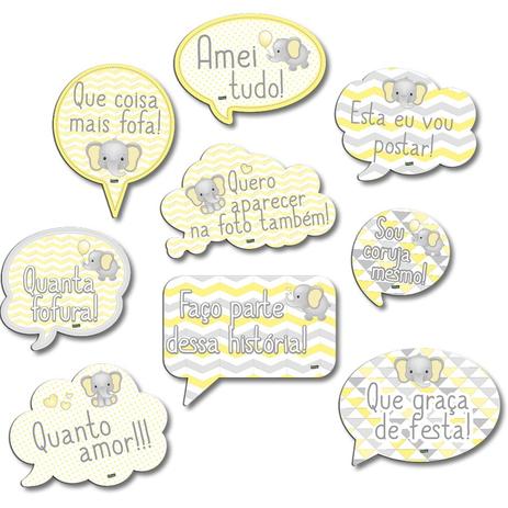 Kit Plaquinhas Decorativas Elefantinho 09 unidades Festcolor - Festabox Menor preço em Kit Plaquinhas Decorativas Elefantinho 09 unidades Festcolor - Festabox