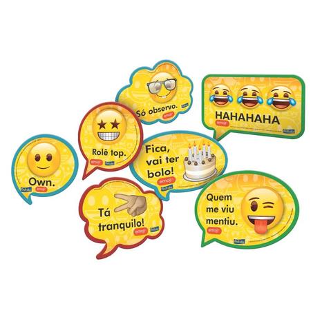 Kit Plaquinhas Decorativas Emoji 09 unidades Festcolor - Festabox Menor preço em Kit Plaquinhas Decorativas Emoji 09 unidades Festcolor - Festabox