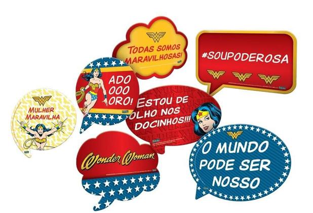 Kit Plaquinhas Decorativas Mulher Maravilha 12 unidades Festcolor Menor preço em Kit Plaquinhas Decorativas Mulher Maravilha 12 unidades Festcolor