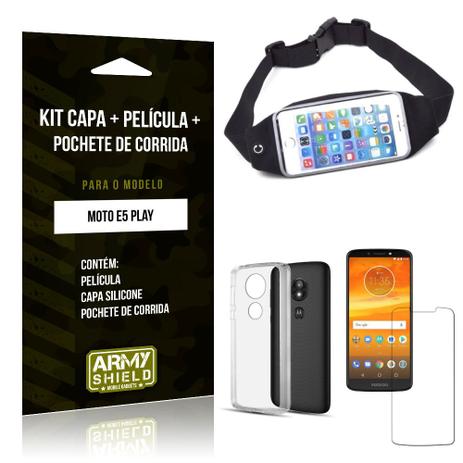Kit Pochete Motorola Moto E5 Play Pochete + Capa + Película de Vidro - Armyshield Menor preço em Kit Pochete Motorola Moto E5 Play Pochete + Capa + Película de Vidro - Armyshield