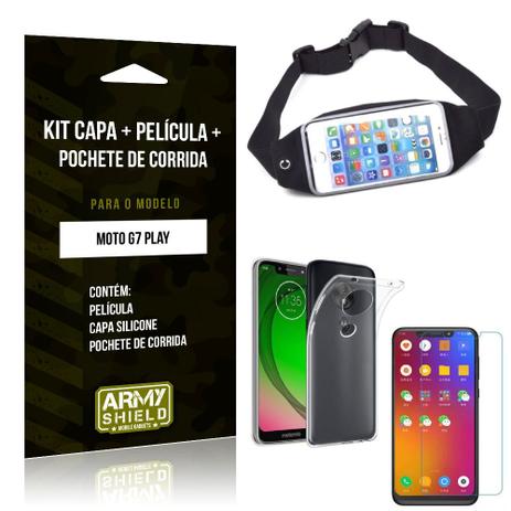 Kit Pochete Motorola Moto G7 Play Pochete + Capa + Película de Vidro - Armyshield Menor preço em Kit Pochete Motorola Moto G7 Play Pochete + Capa + Película de Vidro - Armyshield