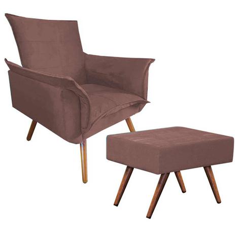 Kit Poltrona Betina Luxo e Puff Charme Animale Marrom - Casa chick Menor preço em Kit Poltrona Betina Luxo e Puff Charme Animale Marrom - Casa chick