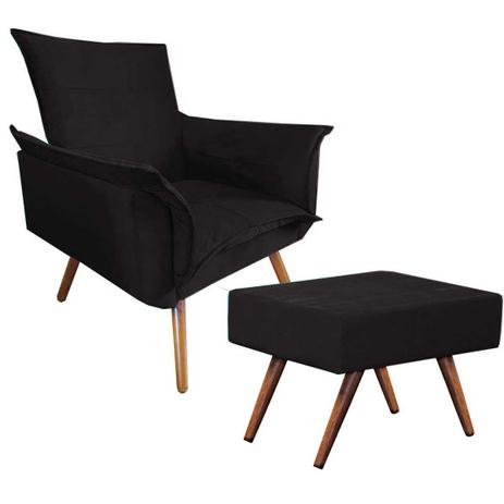 Kit Poltrona Betina Luxo e Puff Charme Animale Preto - Casa chick Menor preço em Kit Poltrona Betina Luxo e Puff Charme Animale Preto - Casa chick
