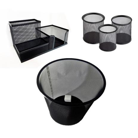 Kit Porta Caneta Lapis Clips Lixeira Mesa Escritorio Aramado - Fisgar Menor preço em Kit Porta Caneta Lapis Clips Lixeira Mesa Escritorio Aramado - Fisgar
