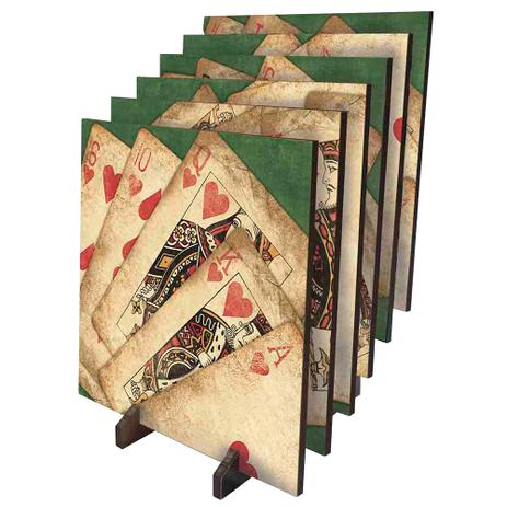 Kit porta copos Decorado MDF Impermeável Litoarte KPCL-004 Baralho Menor preço em Kit porta copos Decorado MDF Impermeável Litoarte KPCL-004 Baralho