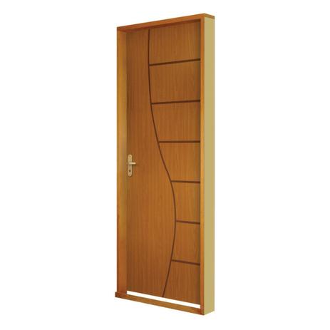 Menor preço em Kit Porta de Madeira Frisada Cantareira MGM 215cmx64cm Melamínico Mogno
