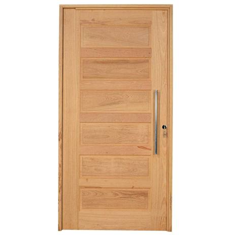 Kit Porta de Madeira Pivotante Frisada PE28 Paris Esel 214cmx97cmx12cm Natural Menor preço em Kit Porta de Madeira Pivotante Frisada PE28 Paris Esel 214cmx97cmx12cm Natural