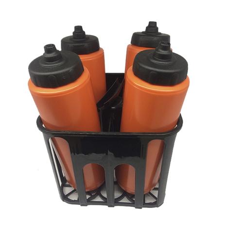 Menor preço em Kit Porta Squeeze 4x4 Preta com 4 Squeeze s/ logo Laranja Preto Rythmoon