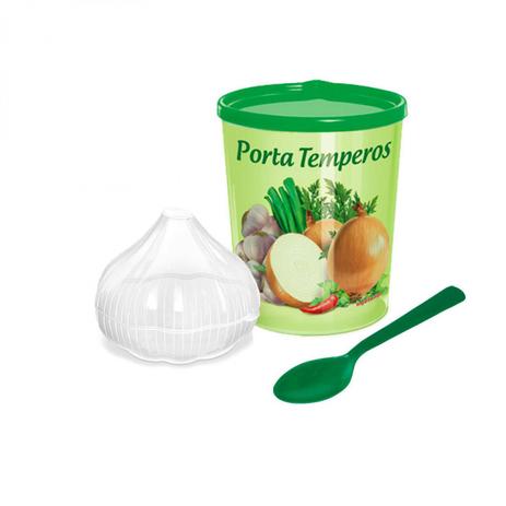 Kit Porta Temperos 3 Pecas com Porta Cebolas + Colher + Pote 400 Ml Injetemp Menor preço em Kit Porta Temperos 3 Pecas com Porta Cebolas + Colher + Pote 400 Ml Injetemp