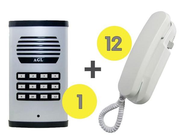 KIT Porteiro Eletrônico Coletivo 12 Pontos c/ 12 Interfones - Agl Menor preço em KIT Porteiro Eletrônico Coletivo 12 Pontos c/ 12 Interfones - Agl