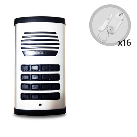 Kit Porteiro Eletrônico Coletivo AGL 16 Pontos Com 16 Monofones Menor preço em Kit Porteiro Eletrônico Coletivo AGL 16 Pontos Com 16 Monofones