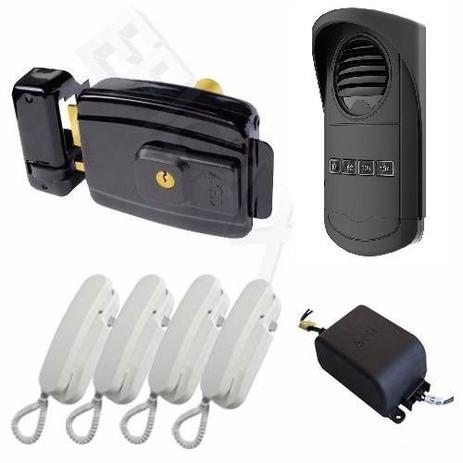 Kit Porteiro Eletrônico Coletivo AGL 4 Pontos S300 + 4 Interfones + Fechadura Elétrica AGL Reversível 12v Menor preço em Kit Porteiro Eletrônico Coletivo AGL 4 Pontos S300 + 4 Interfones + Fechadura Elétrica AGL Reversível 12v